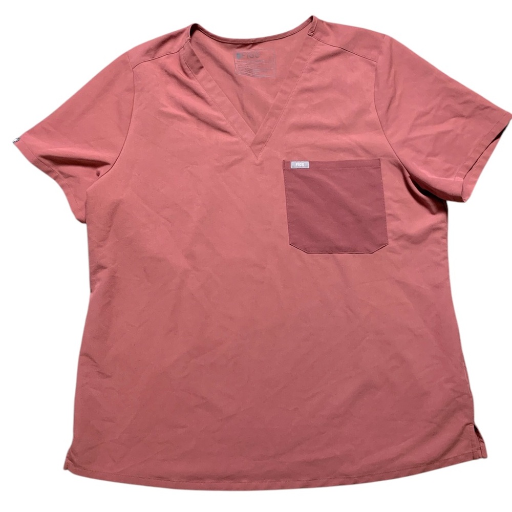 Figs Caterina Scrub Top Pink V-Neck Short Sleeve Medical Uniform W23SW1006 XL
